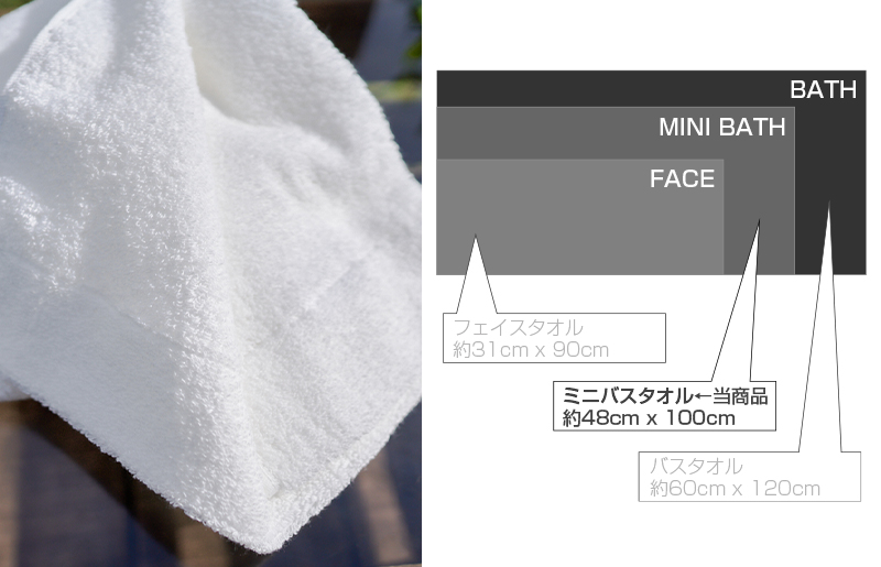 【スピード発送】 エアーミニバスタオル 2枚（ホワイト）【泉州タオル 国産 吸水 普段使い シンプル 日用品 家族 ファミリー】 099H1876