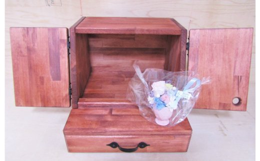 手作り木製ペット用仏壇・メモリアル プリザのお花付き 099H2117