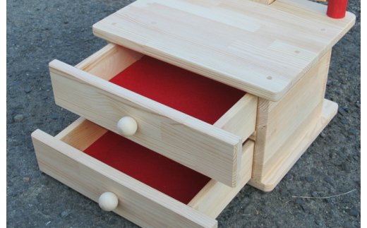 手作り木製姫鏡台2段ワイドミラー 099H2118