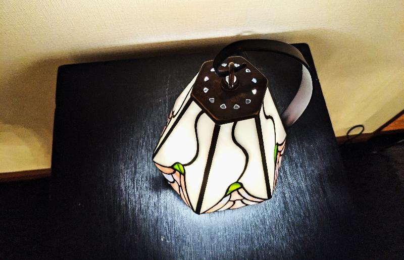 ステンドグラス・ミニ吊りランプ（白） 099H2382-1