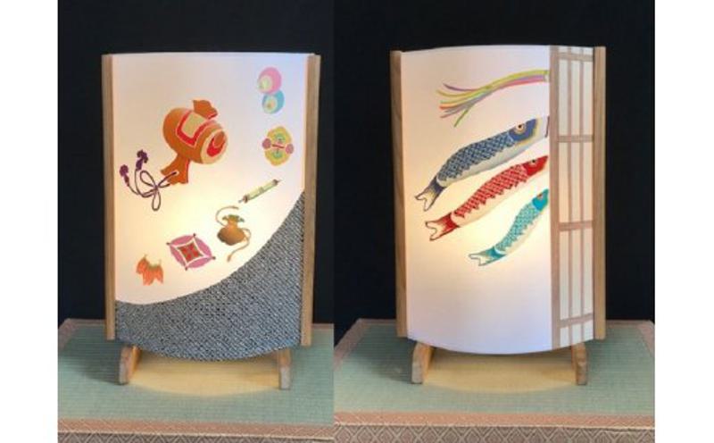 着物生地で作ったおしゃれな行灯（あんどん） 鯉のぼりと宝尽くし 099H267