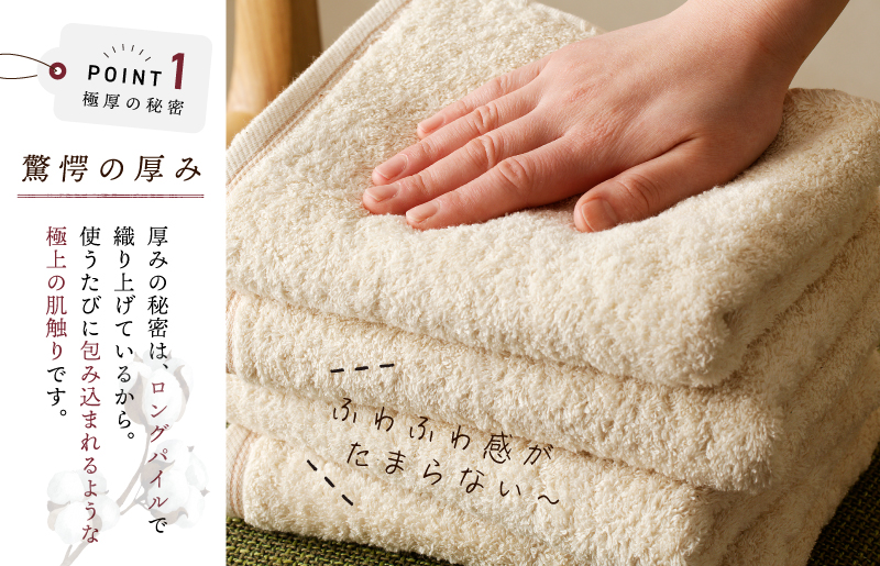 極厚フェイスタオル 8枚 生成色 泉州タオル 099H3676
