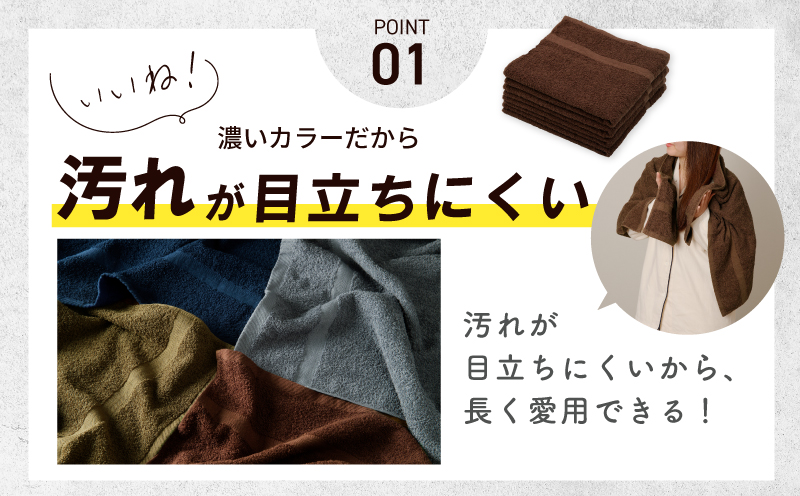 濃色カラー バスタオル 2枚（ブラウン）【泉州タオル 国産 吸水 普段使い シンプル 日用品 家族 ファミリー】 099H3735