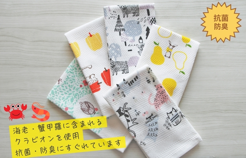 抗菌防臭！ふきぴか キッチンタオル 5枚セット 【ギフト仕様 デザインおまかせ】 010B1855