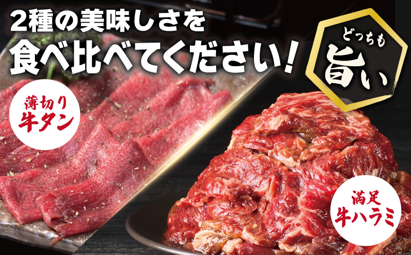 牛タン焼肉 オリジナルスパイス＆牛ハラミ甘辛 食べ比べ焼肉セット 合計2kg（250g×8P） 099H4379