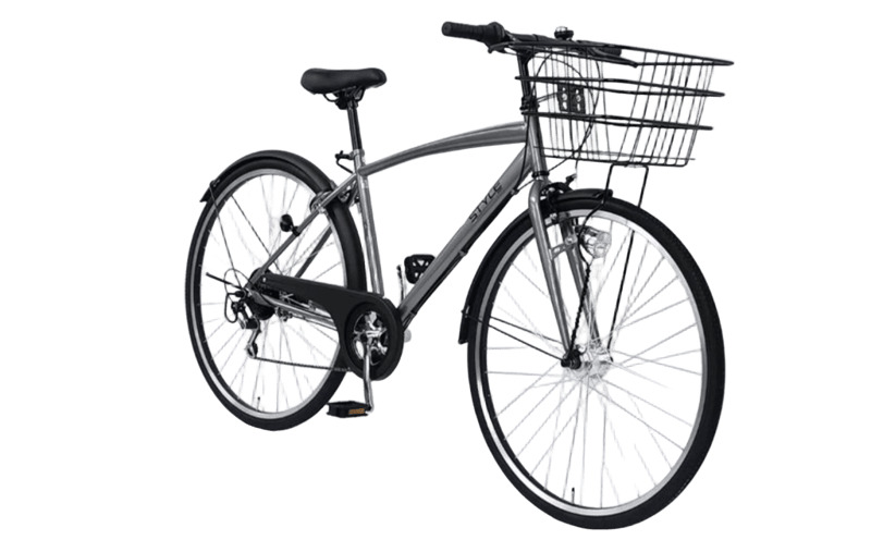STYLE KIX  カゴ付きクロスバイク276 ガンメタ【27型 自転車 完成品 組み立て不要 アウトドア サイクリング じてんしゃ 通勤 通学 新生活】 099X341-1