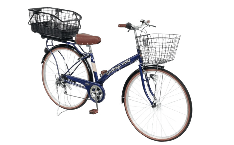 a.n.designworks/ STYLE KIX CITY276 リアバスケット付 ネイビー【27型 自転車 完成品 組み立て不要 アウトドア サイクリング じてんしゃ 通勤 通学 新生活】 099X374-1