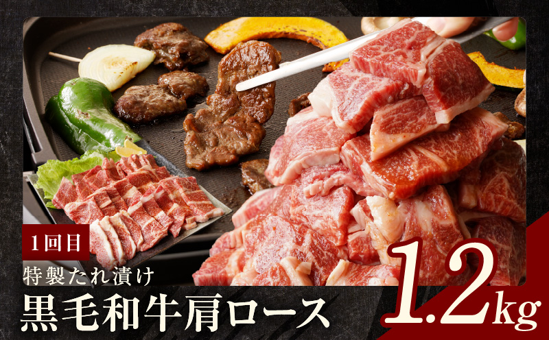 焼肉定期便 総量3.4kg（肩ロース／牛タン／牛ハラミ）全3回 丸善味わい加工【毎月発送コース】 mrzZ009