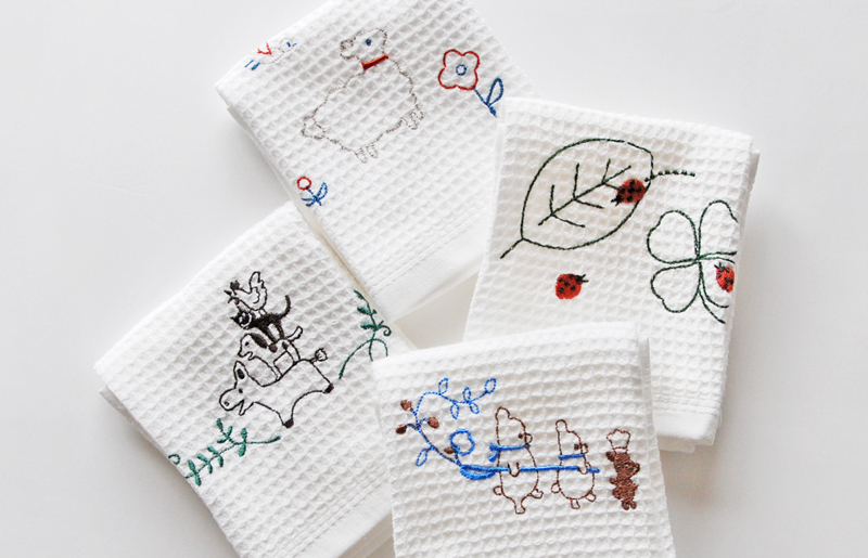 シンジカトウ「ふきぴか キッチンタオル（刺繍）」セット【泉州タオル 国産 吸水 普段使い 無地 シンプル 日用品 家族 ファミリー】 knt0002