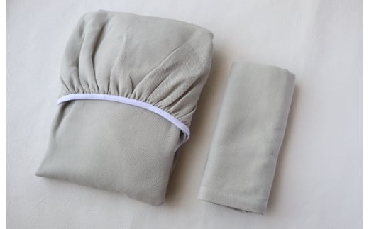 【tissu de coton/ハニカム織】泉州南部織 「ボックス」シングルシーツ＆ピロー（LGY） G1952