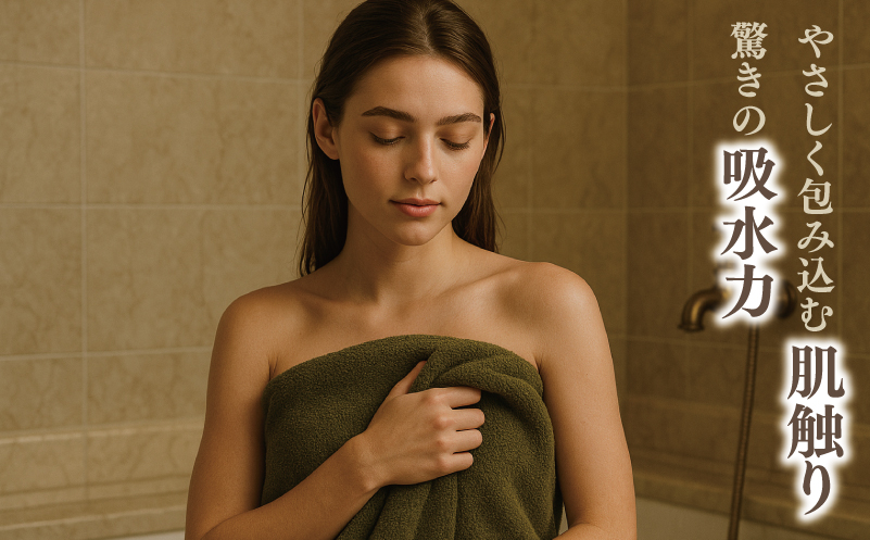 高級泉州タオル ラガマフィン バスタオル フェイスタオル カーキー 合計6枚（3枚×2種）【国産 日用品 上質 タオル 国内製造】 099H2480