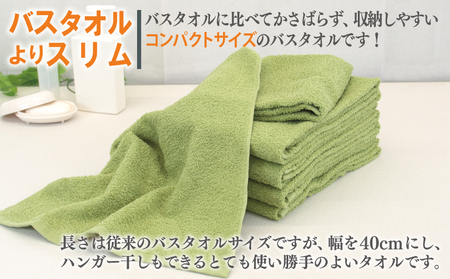 ミニバスタオル 5枚（グリーン）【40cm×120cm 500匁 国内製造 泉州タオル フェイスタオル 以上 バスタオル 未満 吸水 普段使い シンプル 日用品 家族 ファミリー】 099H2928-1