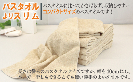 ミニバスタオル 5枚（ベージュ）【40cm×120cm 500匁 国内製造 泉州タオル フェイスタオル 以上 バスタオル 未満 吸水 普段使い シンプル 日用品 家族 ファミリー】 099H2930-1