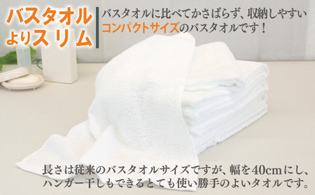 ミニバスタオル 5枚（ホワイト）【40cm×120cm 500匁 国内製造 泉州タオル フェイスタオル 以上 バスタオル 未満 吸水 普段使い シンプル 日用品 家族 ファミリー】 099H2931-1