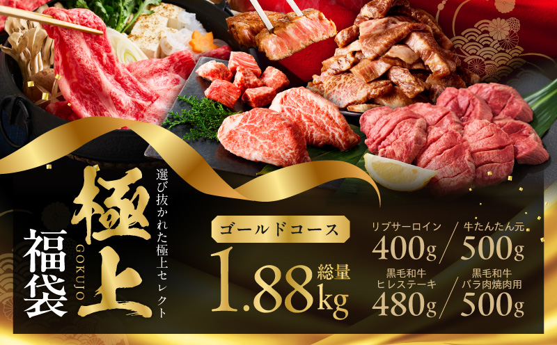 極上福袋 ゴールドコース 5種 1.8kg以上【牛肉 ステーキ 牛タン 焼肉 しゃぶしゃぶ すき焼き 氷温熟成×極味付け】 mrz0338