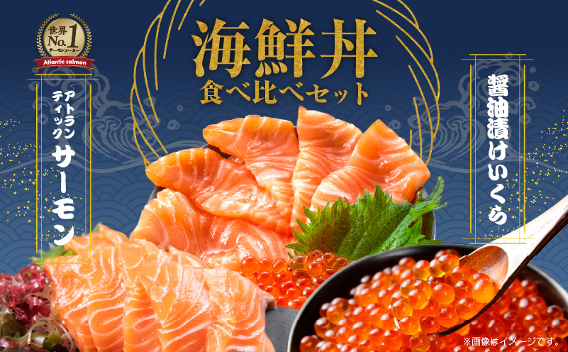 アトランティック サーモン 250g×2P & いくら醤油漬け 80g【北国からの贈り物 食べ比べ セット 小分け 海鮮丼 お楽しみ 冷凍】 099H3931
