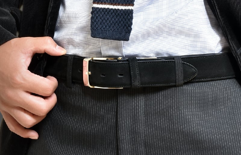 【スピード発送】本革（ヌバック）ベルト35mm幅 ブラック【革ベルト ベルト レザー ビジネス スーツ メンズ 仕事 ファッション 小物 日用品 雑貨】 G2825