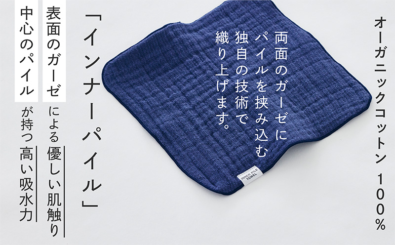 SHINTO TOWEL「インナーパイル・ミニタオル」（ネイビー）3枚セット 【オーガニックコットン100% 国産 吸水 普段使い シンプル 日用品 家族 ファミリー】 099H3978-1