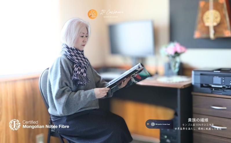 『Noble Fibre』100％カシミヤ・マフラー ヤガスリジャガード（フサつき）【高級 カシミア おしゃれ ファッション 防寒 かしみあ】 G3326