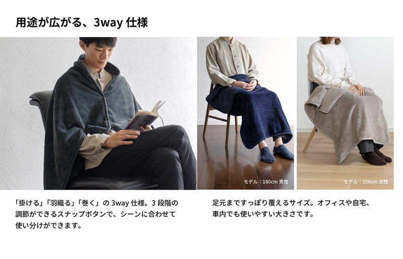 【スピード発送】MONOブランケット ネイビー【ひざ掛け 膝掛け ひざかけ 大判 防寒 無地 シンプル】 G3341