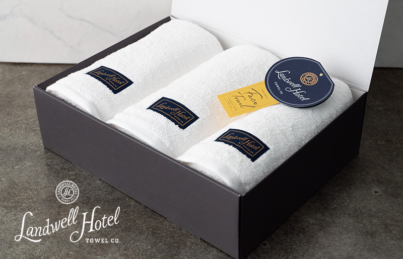 【TVで紹介！】Landwell Hotel フェイスタオル 3枚 ホワイト ギフト 贈り物 020C379
