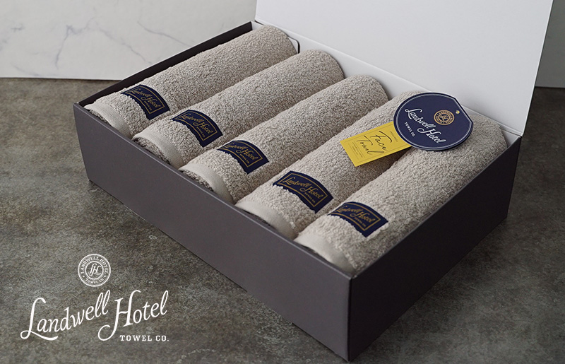 【TVで紹介！】Landwell Hotel フェイスタオル 5枚 グレー ギフト 贈り物 G2648