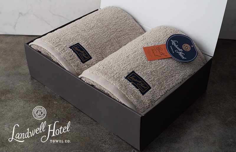 【TVで紹介！】Landwell Hotel バスタオル 2枚 グレー ギフト 贈り物 G2651