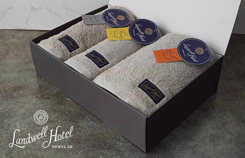 【TVで紹介！】Landwell Hotel ギフト 贈り物セット バスタオル フェイスタオル バスマット グレー G2654