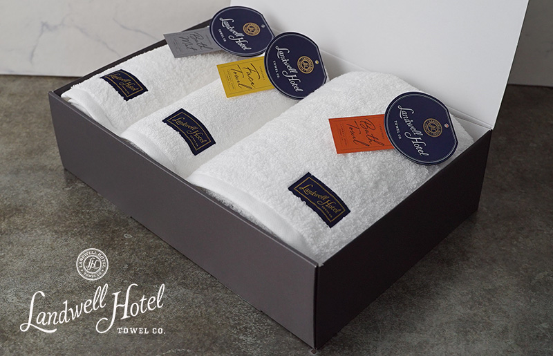 【TVで紹介！】Landwell Hotel ギフト 贈り物セット バスタオル フェイスタオル バスマット ホワイト 099H3251