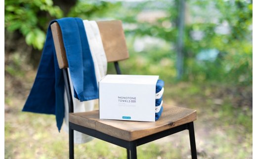さらっとガーゼとふんわりパイルのモノトーンタオル（ネイビーブルー3枚 キナリ2枚） 【泉州タオル 国産 吸水 普段使い シンプル 日用品】 010B1153