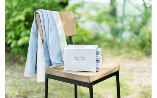 さらっとガーゼとふんわりパイルのモノトーンタオル（スモークブルー3枚 キナリ2枚） 【泉州タオル 国産 吸水 普段使い シンプル 日用品】 010B1157