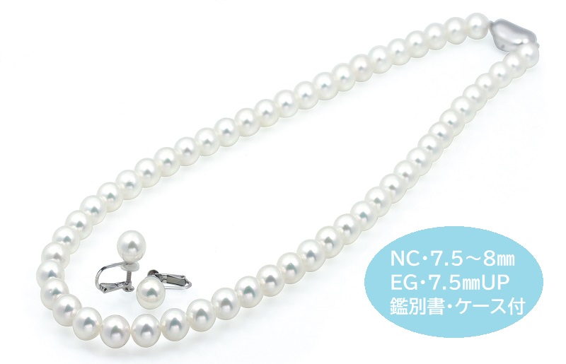 花珠アコヤパール２点セット（ネックレス＆イヤリング）【ジュエリー ファッション アクセサリー 贈り物】 J019