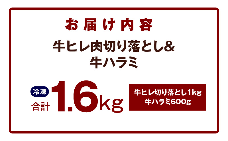【氷温熟成×特製ダレ】牛ヒレ 1kg＋牛ハラミ 600g 合計1.6kg【味付き 訳あり サイズ不揃い 小分け】 mrz0313