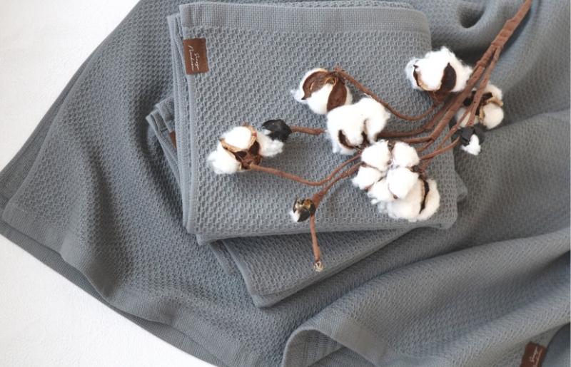 【ソフトハニカム】泉州南部織 バスタオル3枚セット（グレー）+ソフトハニカム織ハーフハンカチ1枚 G1931