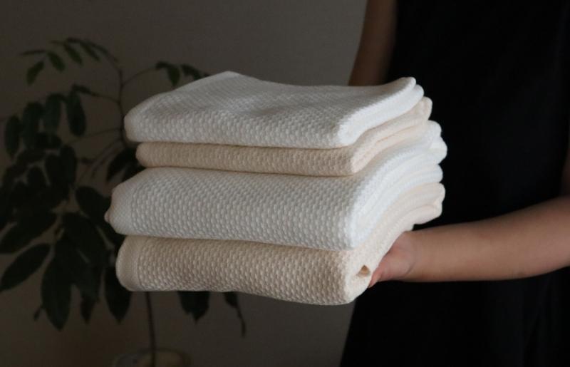 【ソフトハニカム】泉州南部織 バスタオル3枚セット（ベージュ）+ソフトハニカム織ハーフハンカチ1枚 G1933