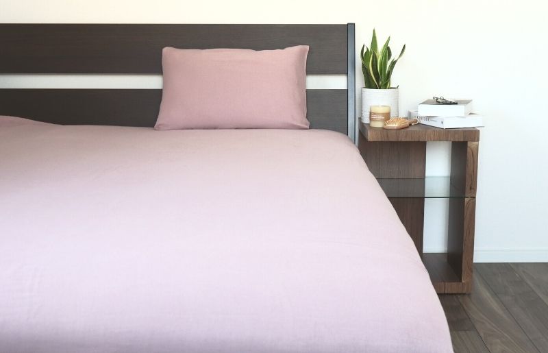 【tissu de coton/ダブルガーゼ】シングルフラットシーツ＆ピローケースセット（くすみ桜） G1963