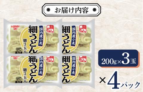 麺名人 国産小麦 細うどん 12食【個包装 冷凍 惣菜 麺 簡単調理 一人暮らし】 099H2511