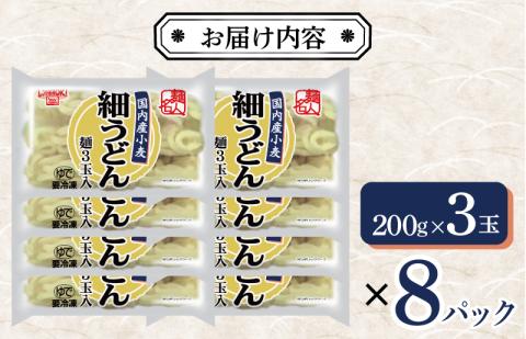 麺名人 国産小麦 細うどん 24食【個包装 冷凍 惣菜 麺 簡単調理 一人暮らし】 099H2512