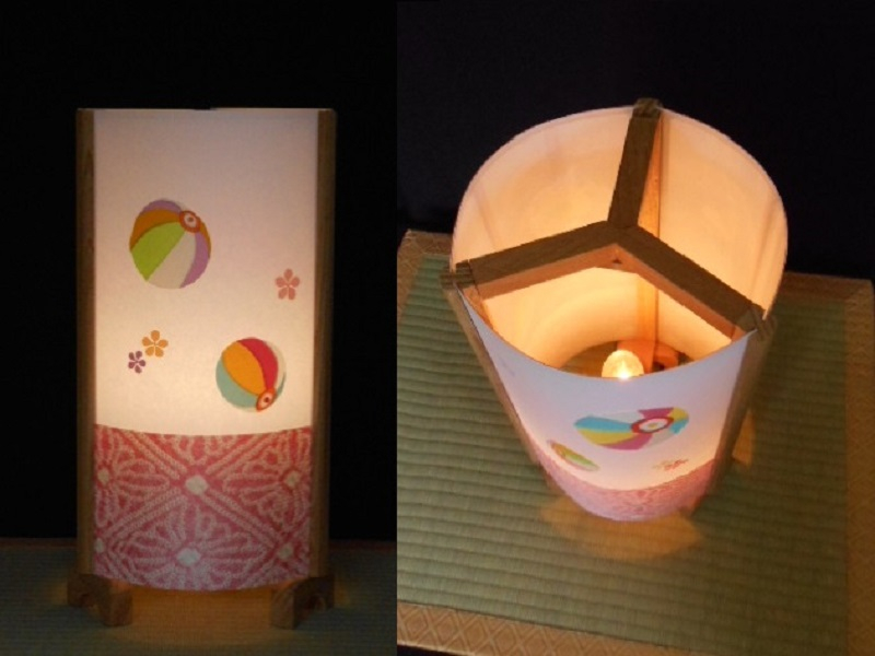 着物生地で作ったおしゃれな行灯 カラフルな紙風船【あんどん 工芸品 和風 置物 壁飾り インテリア】 030D061