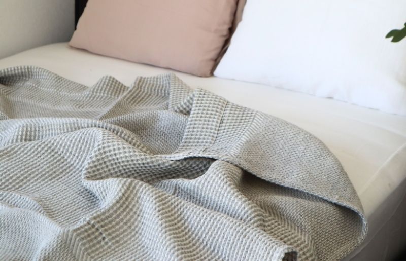 【スピード発送】コットンリネン 泉州南部織 ハニカムワッフル織 シングルケット（グレー） G1987