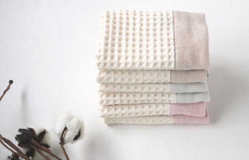 【オーガニックコットン100％】泉州南部織 cherir/ワッフルウォッシュタオル6枚セット G1992