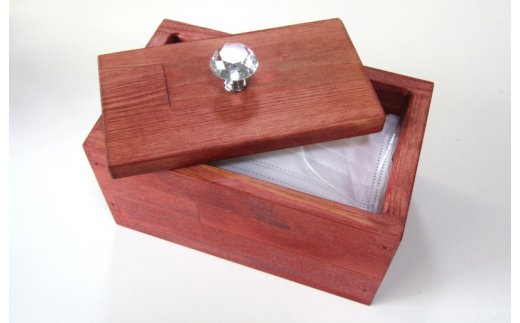 手作り木製マスクストッカー「マホガニー」クリスタルノブ仕様 099H2093