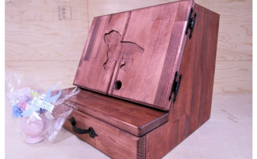 手作り木製ペット用仏壇・メモリアル プリザのお花付き 099H2117