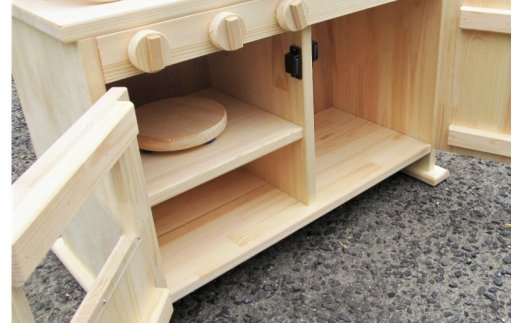 手作り木製「棚付」ままごとキッチンＤＨＫ－Ｒ 素材色バージョン 099H2148