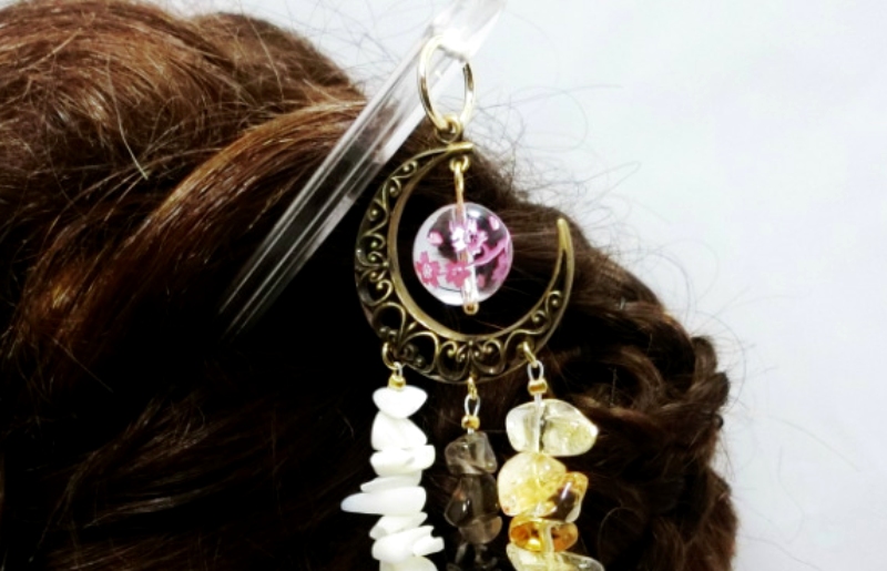 天然石簪（かんざし）「RaspberryMoon(紅の月)」 099H2181