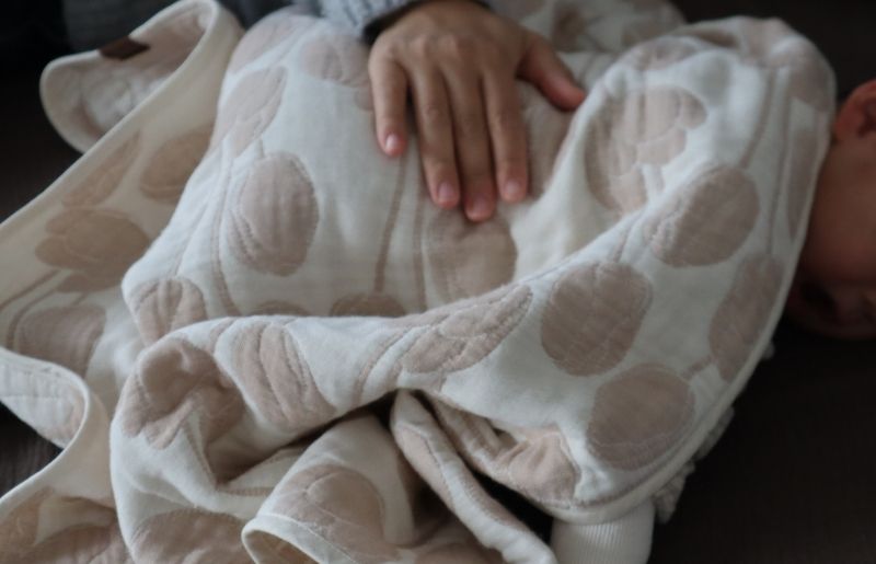 泉州南部織 6重ガーゼマルチケット（チューリップ/ベージュ）＜スピード発送＞ G1998