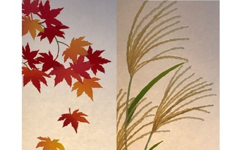 着物生地で作ったおしゃれな行灯（あんどん） 秋の植物 099H269