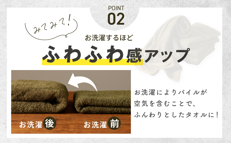 濃色カラー バスタオル 2枚（モスグリーン）【泉州タオル 国産 吸水 普段使い シンプル 日用品 家族 ファミリー】 099H3736