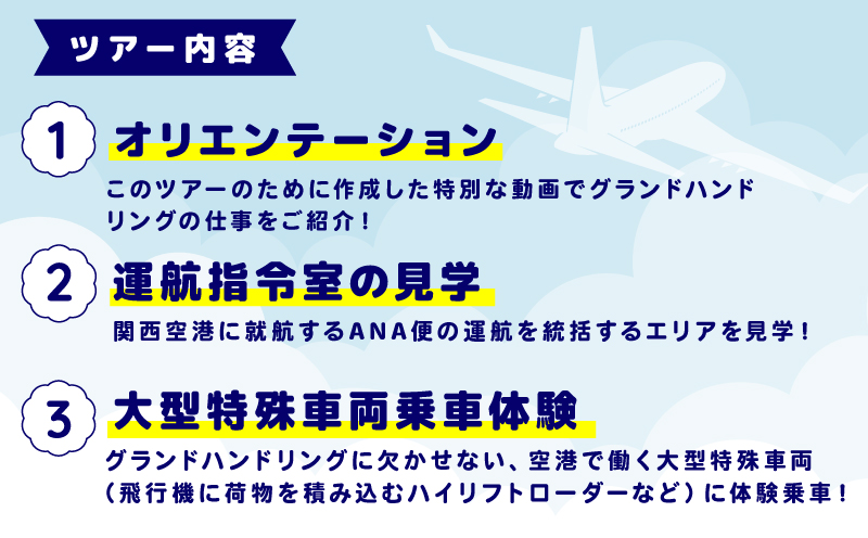 【3月12日（木）〆切】3月20日（金・祝）追加開催決定！ ANA限定　関西国際空港「プレミアム」グラハンツアー【限定2名様 体験チケット グランドハンドリング 飛行機】 099H3901-2
