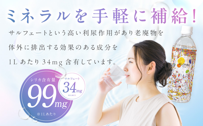 【定期便】シリカ水 500ml 24本×全3回【ALOHAS 国産 天然水 ミネラルウォーター 高濃度シリカ 飲料水 防災 備蓄 ペットボトル 毎月配送コース】 099Z357